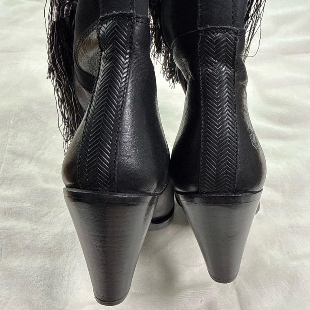 Cobra Society Leather black fringe western heeled boot Size 40 (US 9) Pull On - Picture 12 of 14
